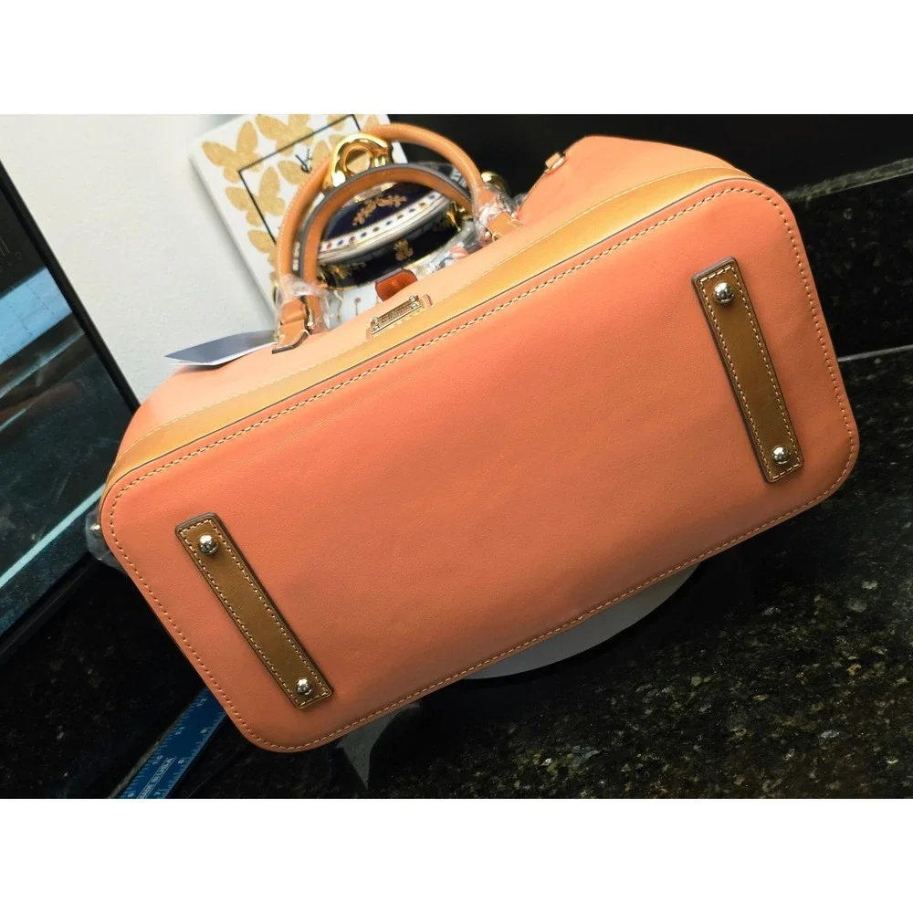Dooney & Bourke Perry Satchel Large Apricot Wexford Leather Crossbody Bag New